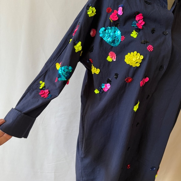 VILAGALLO SHIRT DRESS COTTON BREATHABLE NOVELTY LTD EDITION PIECE FLORAL 36 US 2 - Picture 6 of 11